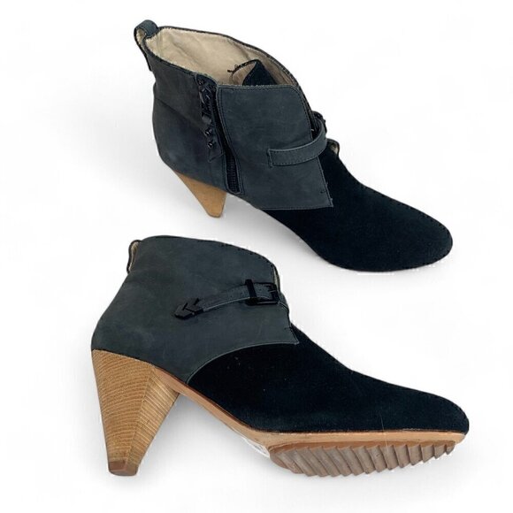 Matt Bernson Side Zip Ankle Booties Grey & Black Suede 3" Heel Urban Cowgirl 9.5 - Picture 2 of 9